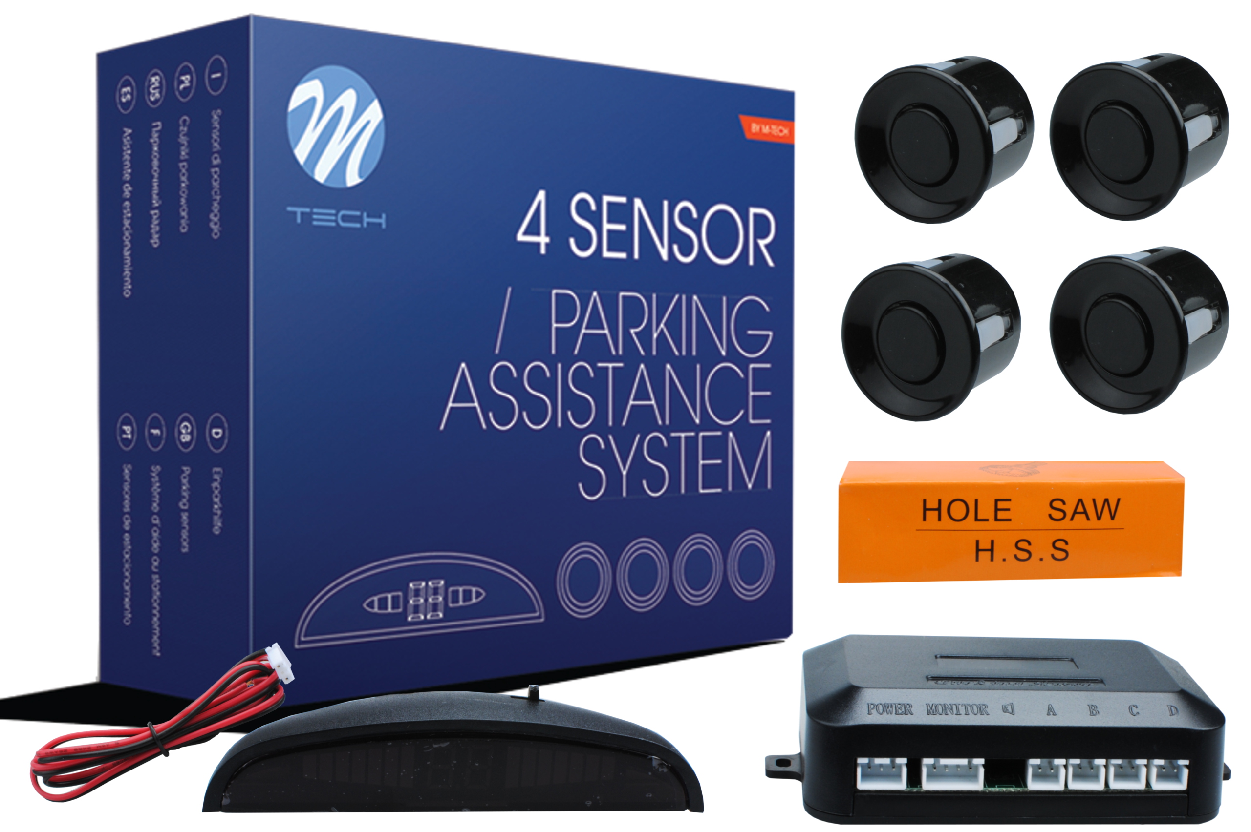 Set 4 parkovacích senzorov s displejom  - Čierne 