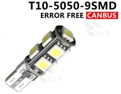 LED auto žiarovka T10 9 X SMD 5050 CANBUS