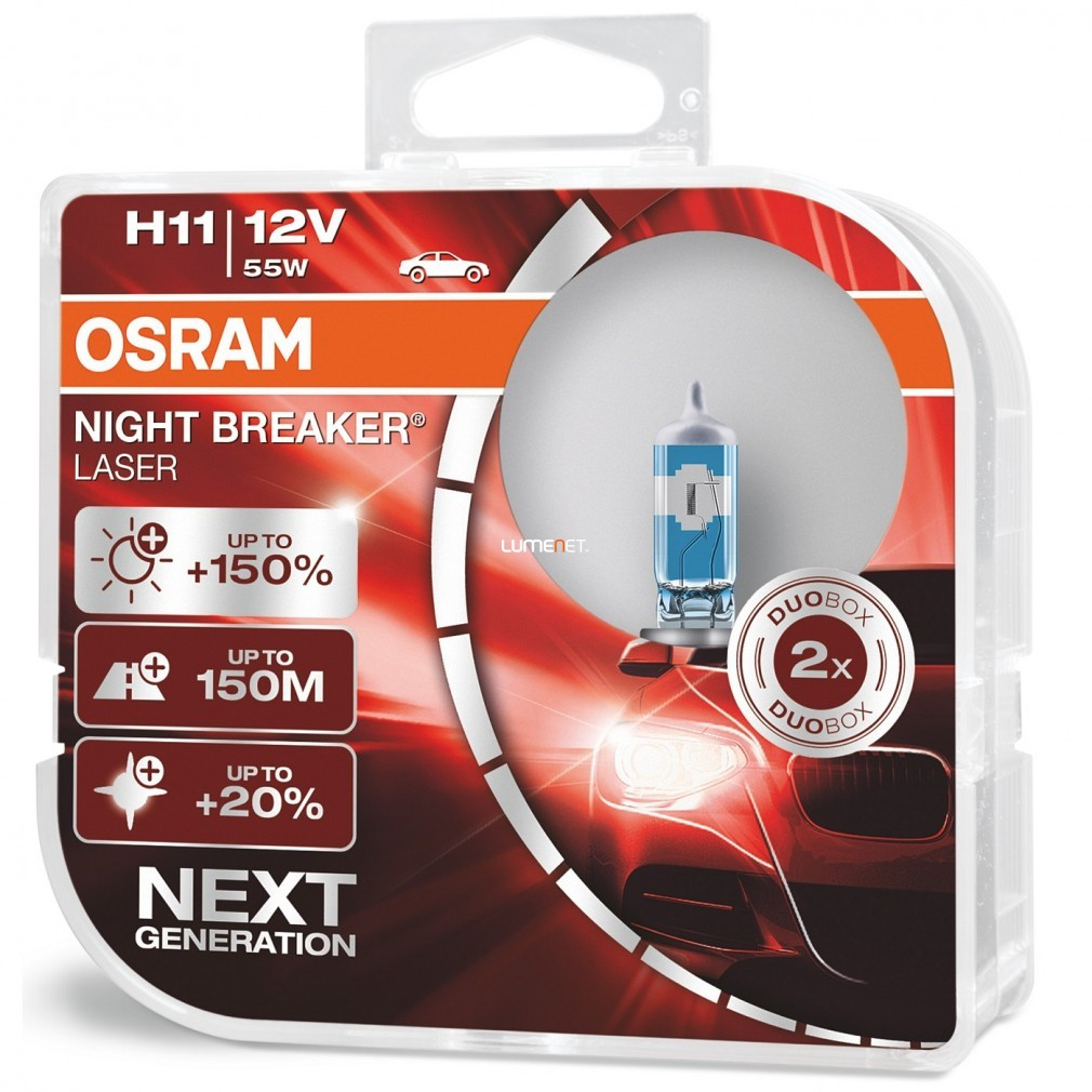 OSRAM H11 Night Breaker Laser +150% 12V 55W PGJ19-2, BOX 2ks (64211NBU-HCB)
