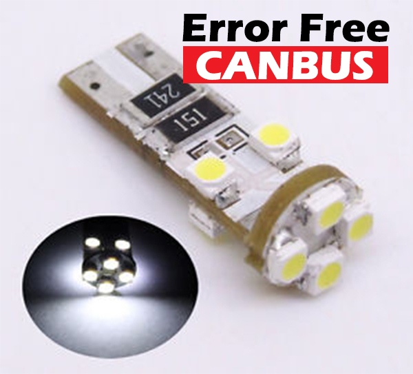 LED auto žiarovka T10 8 X SMD 3528 Canbus resistor, studená biela